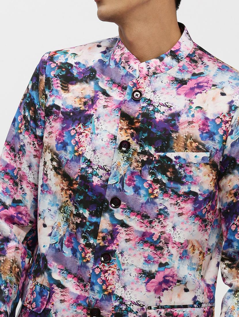 men multi colored printed cotton blend bandhgalas casual blazer - 20383863 - Standard Image - 5