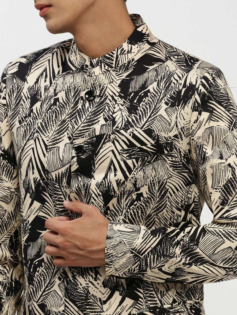men multi colored tropical print cotton blend bandhgalas casual blazer - 20383867 -  Standard Image - 5