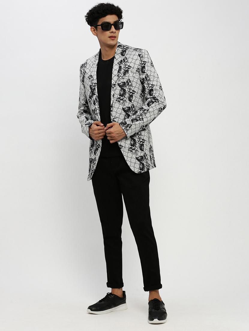 men multi colored printed cotton blend single breasted casual blazer - 20383868 - Standard Image - 3