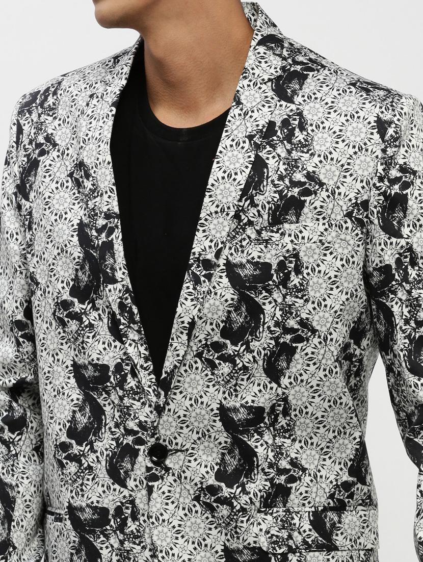 men multi colored printed cotton blend single breasted casual blazer - 20383868 - Standard Image - 5