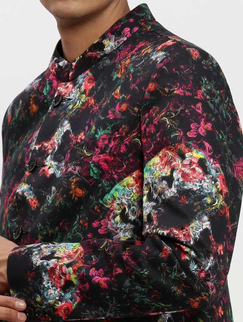 men multi colored printed cotton blend single breasted casual blazer - 20383873 -  Standard Image - 5
