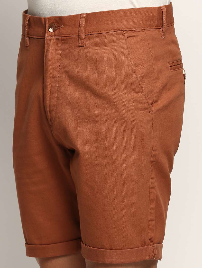 men bronze colored solid cotton blend short - 20383894 - Standard Image - 5