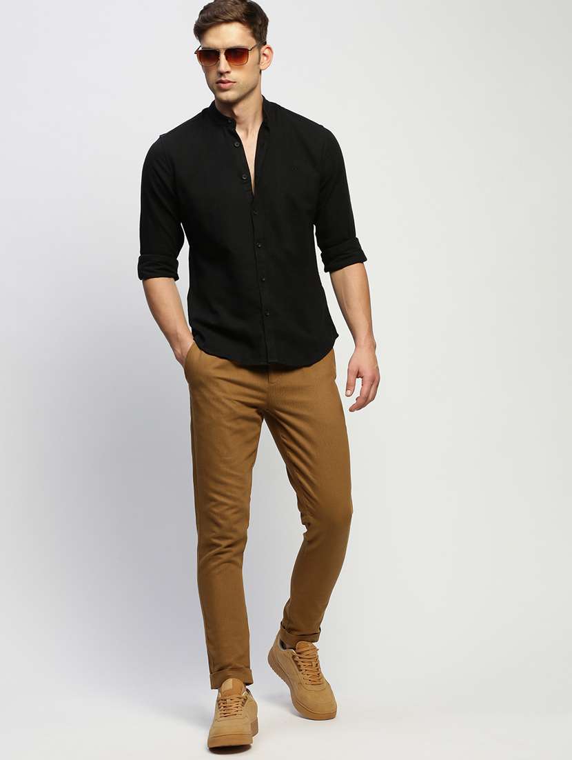 black cotton blend casual shirt - 20383950 -  Standard Image - 3