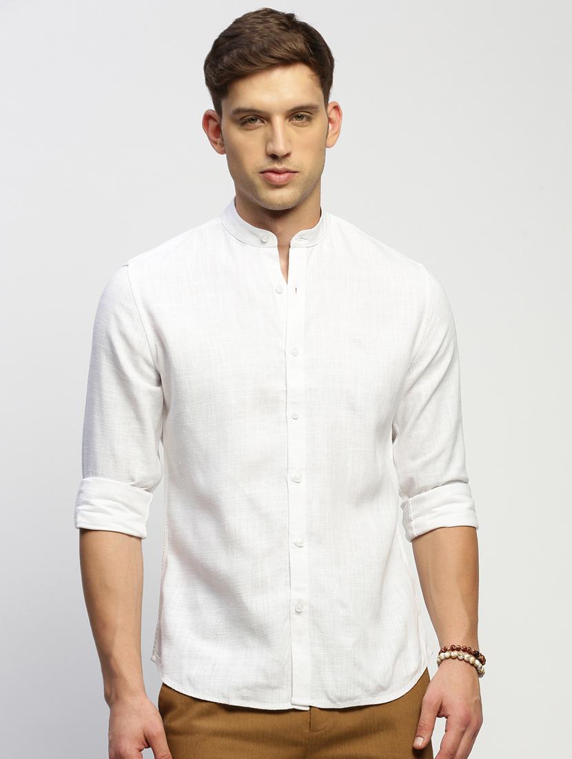 men white solid cotton blend casual shirt - 20383953 - Zoom Image - 0