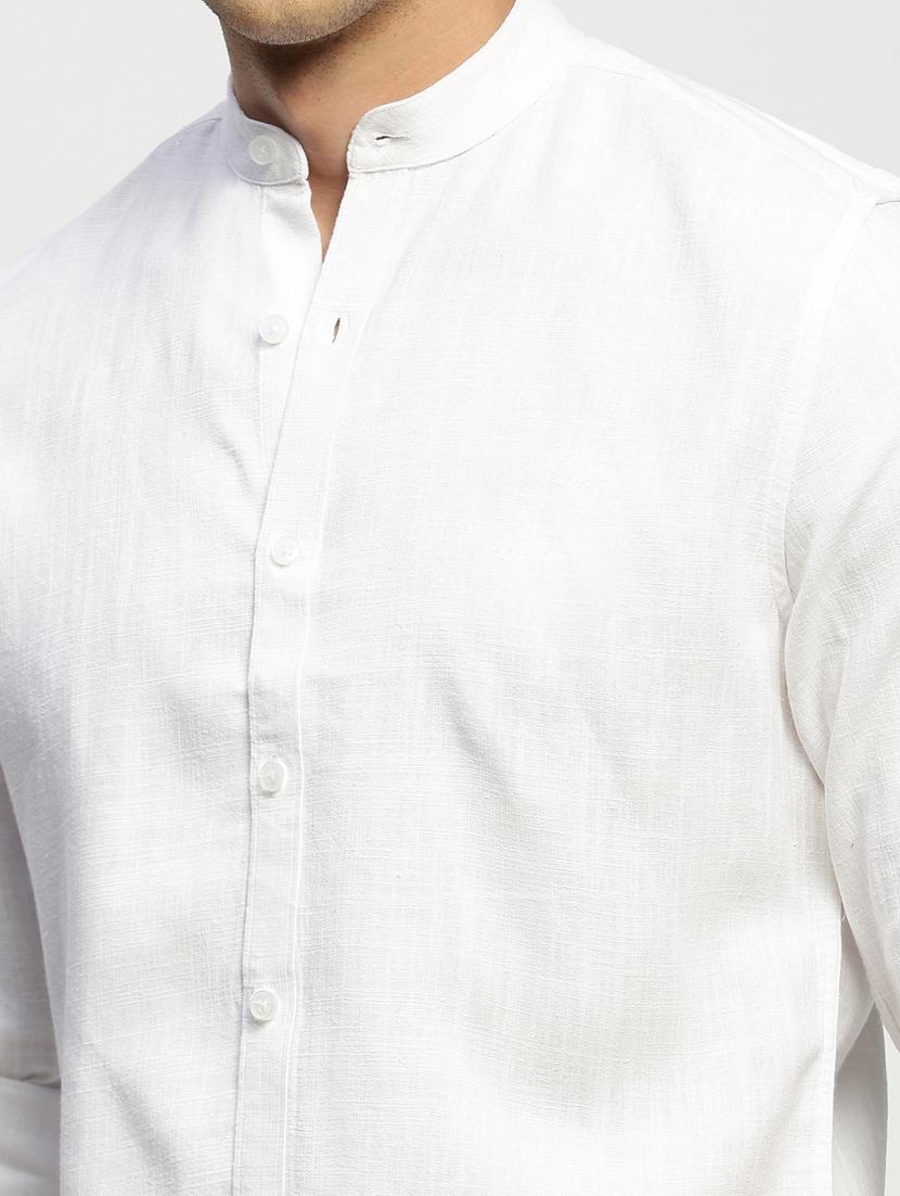 men white solid cotton blend casual shirt - 20383953 - Standard Image - 5