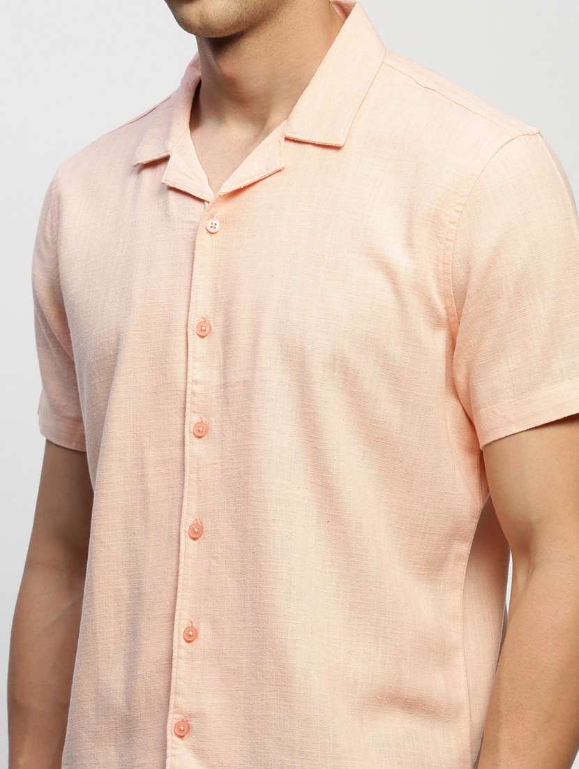 men peach cotton blend casual shirt - 20383958 -  Standard Image - 5