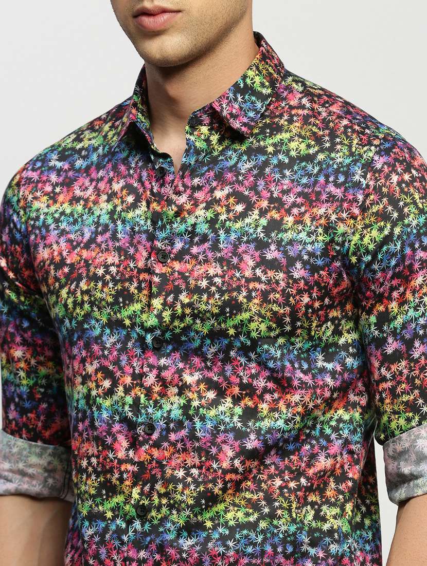 men multi colored printed slim fit cotton blend casual shirt - 20383963 -  Standard Image - 5