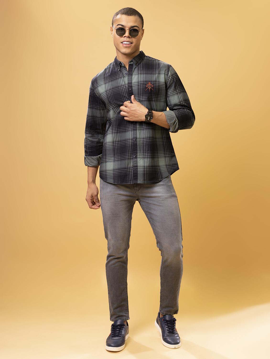 men multi colored checkered cotton blend casual shirt - 20383980 - Standard Image - 3