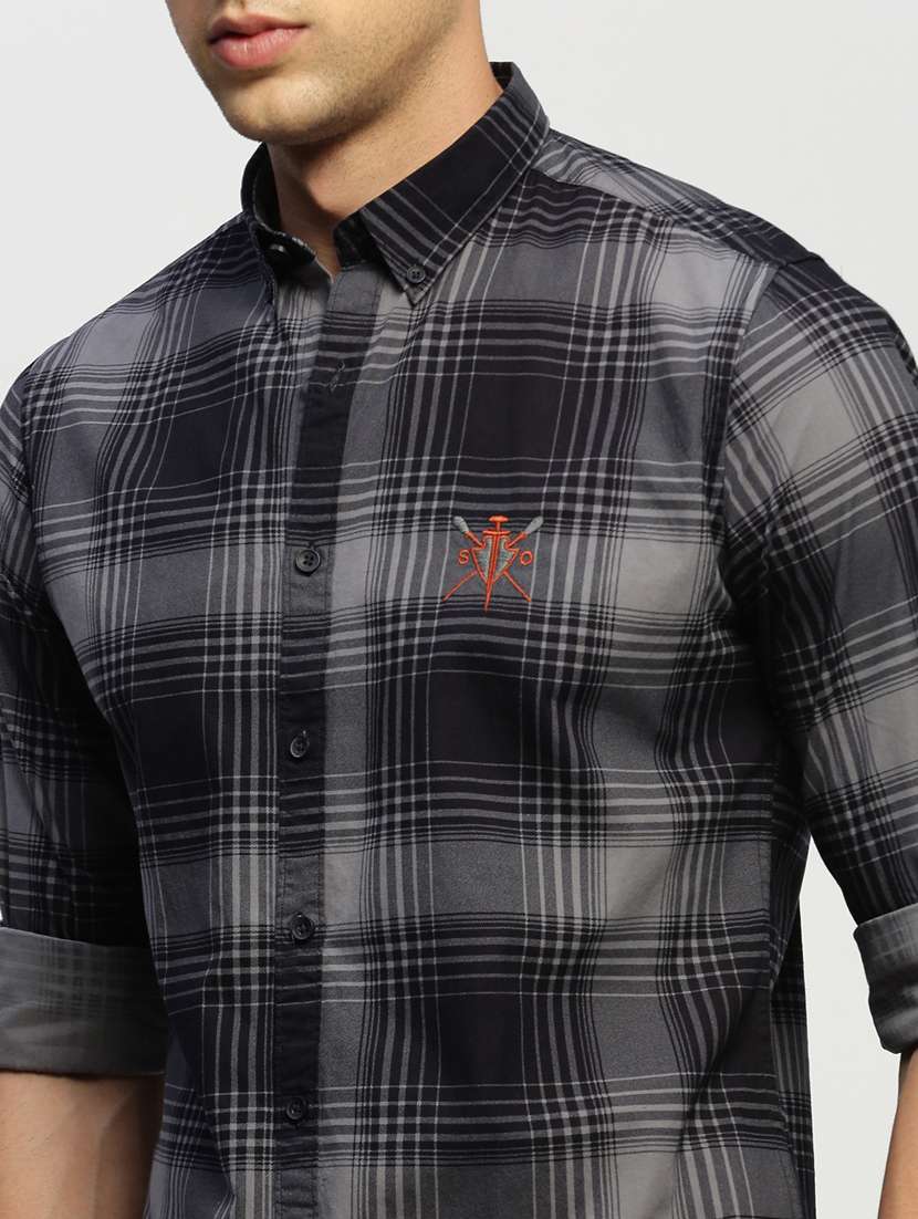 men multi color tartan cotton blend casual shirt - 20383982 - Standard Image - 5