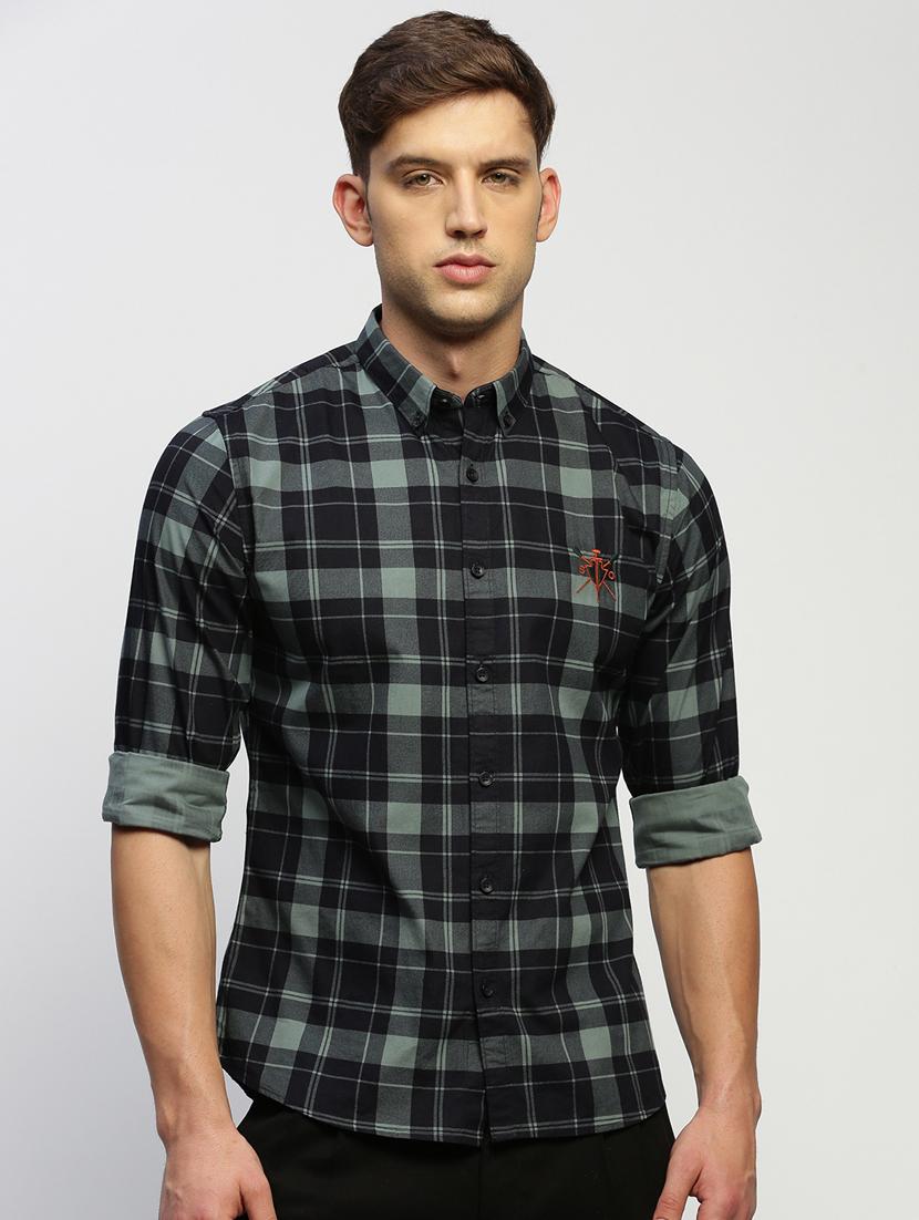 men multi colored checkered cotton blend casual shirt - 20383987 - Zoom Image - 0