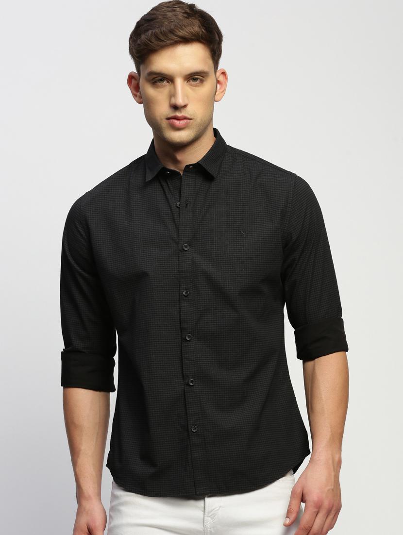 men black checkered cotton blend casual shirt - 20383991 -  Zoom Image - 0