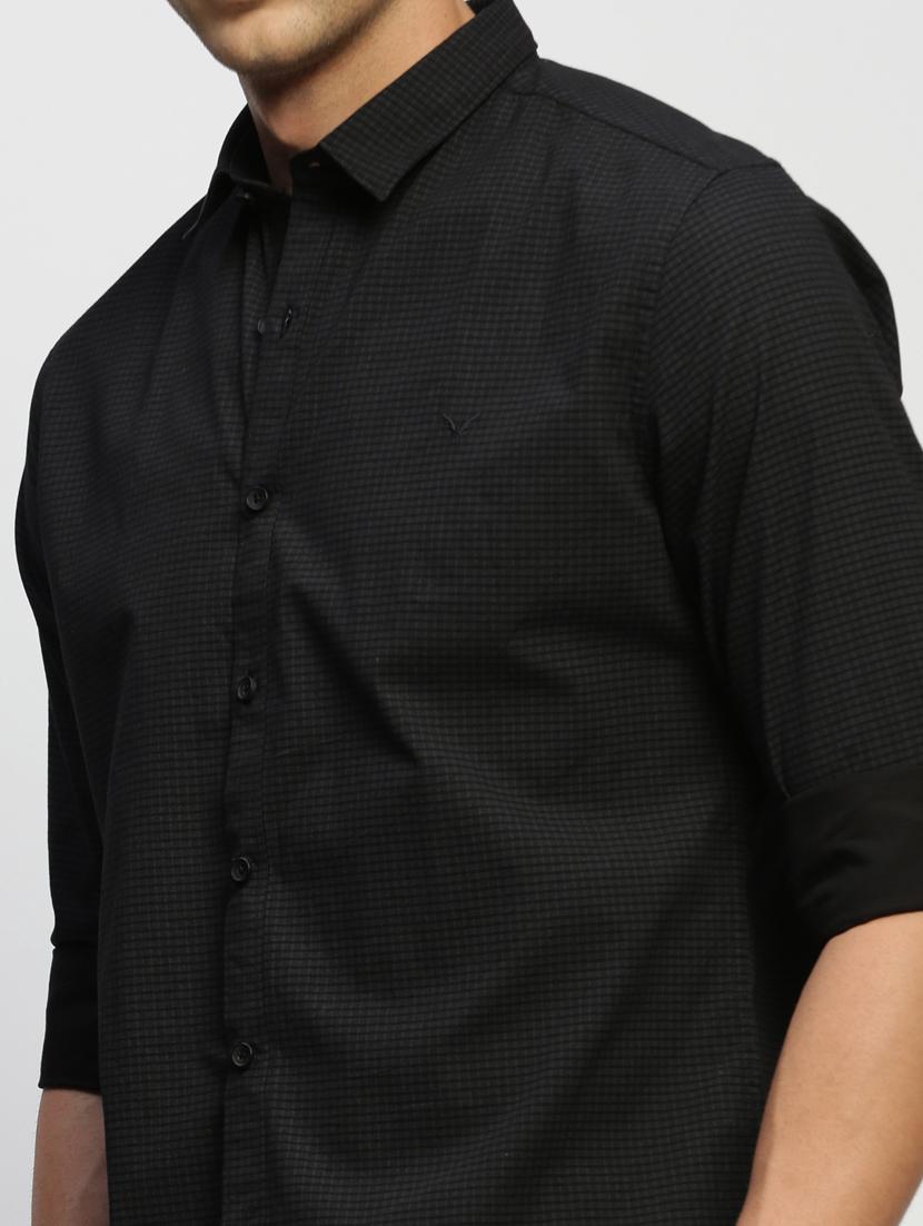 men black checkered cotton blend casual shirt - 20383991 - Standard Image - 5