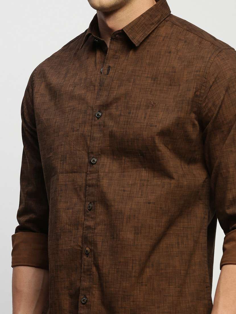men brown cotton blend casual shirt - 20383993 -  Standard Image - 5