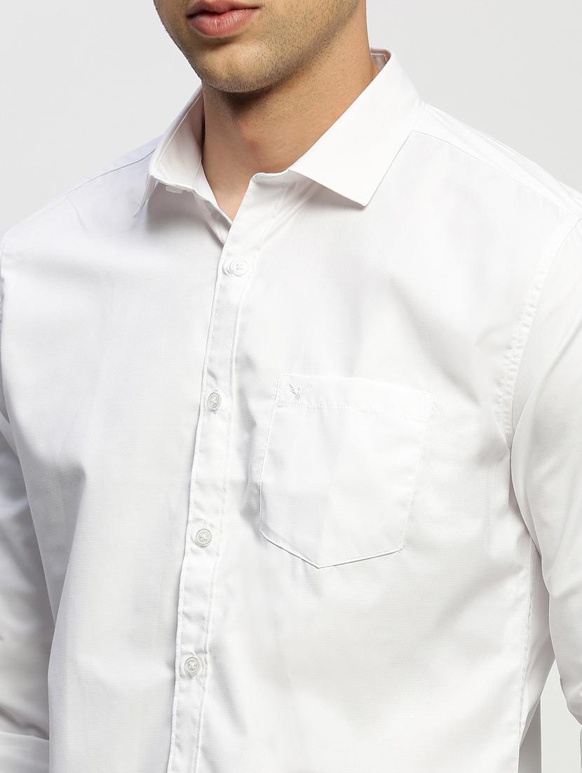 men white solid cotton blend casual shirt - 20384025 - Standard Image - 5