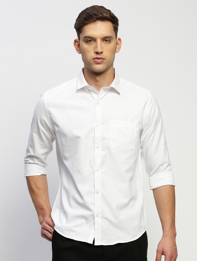 men white solid cotton blend casual shirt - 20384026 - Zoom Image - 0