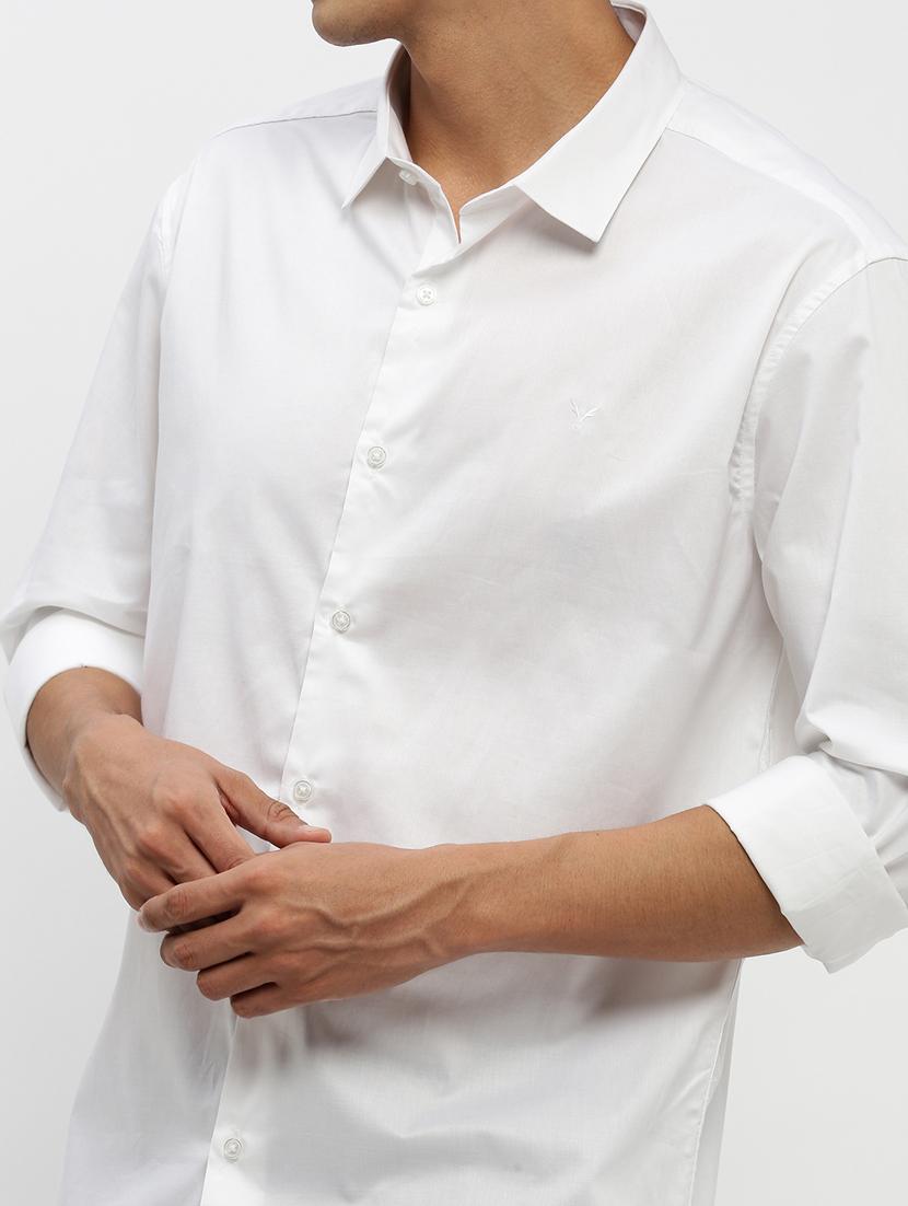 men solid white cotton blend casual shirt - 20384038 - Standard Image - 5