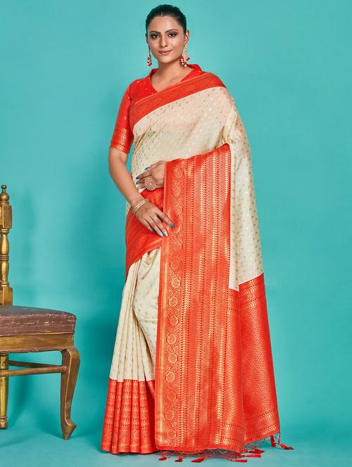 women's self design off white colored saree - 20384214 - Standard Image - 0
