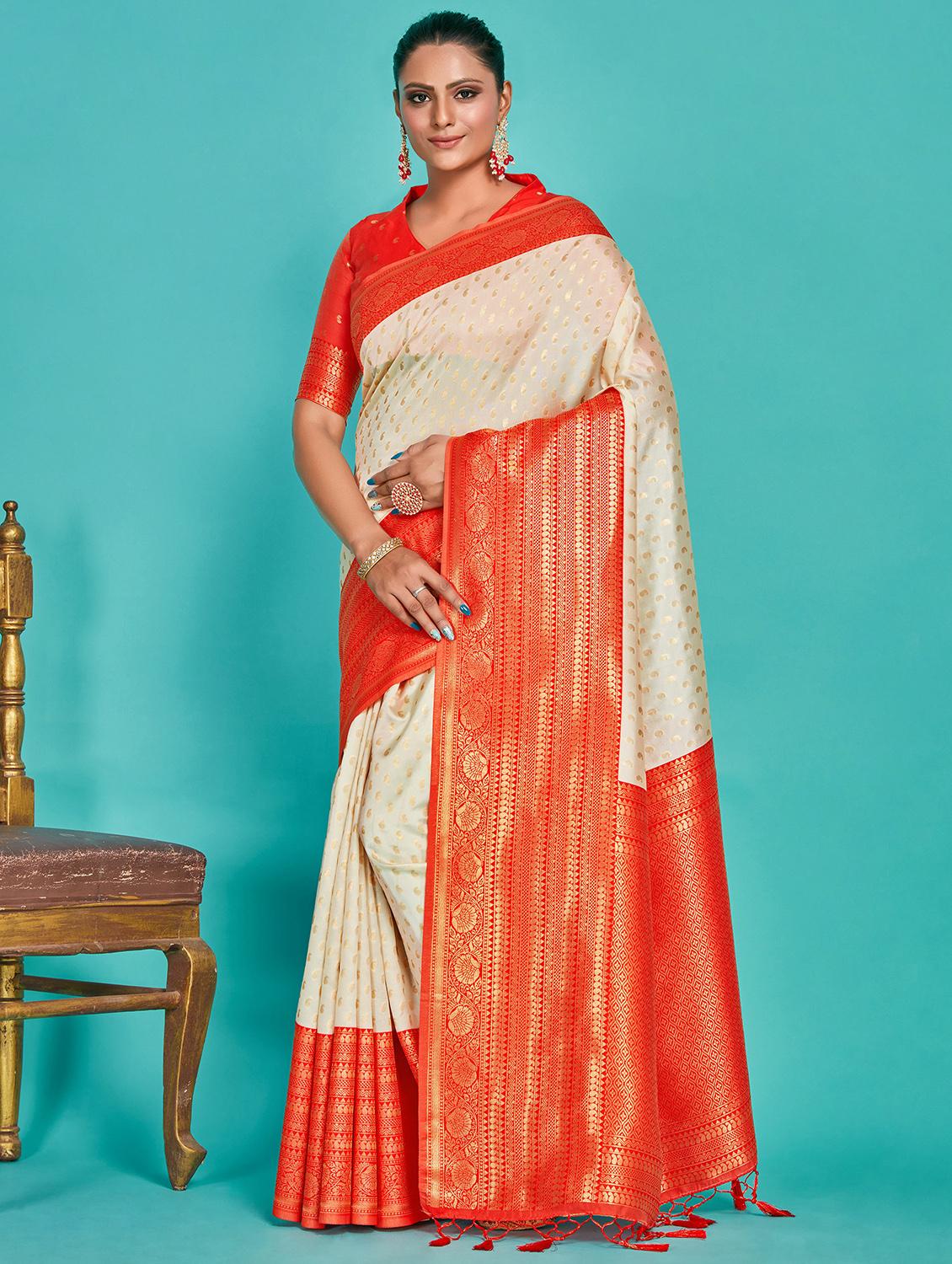 women's self design off white colored saree - 20384214 - Zoom Image - 0