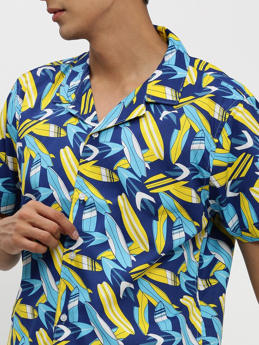 men multi colored graphic print cotton blend co-ord set - 20384290 - Standard Image - 5