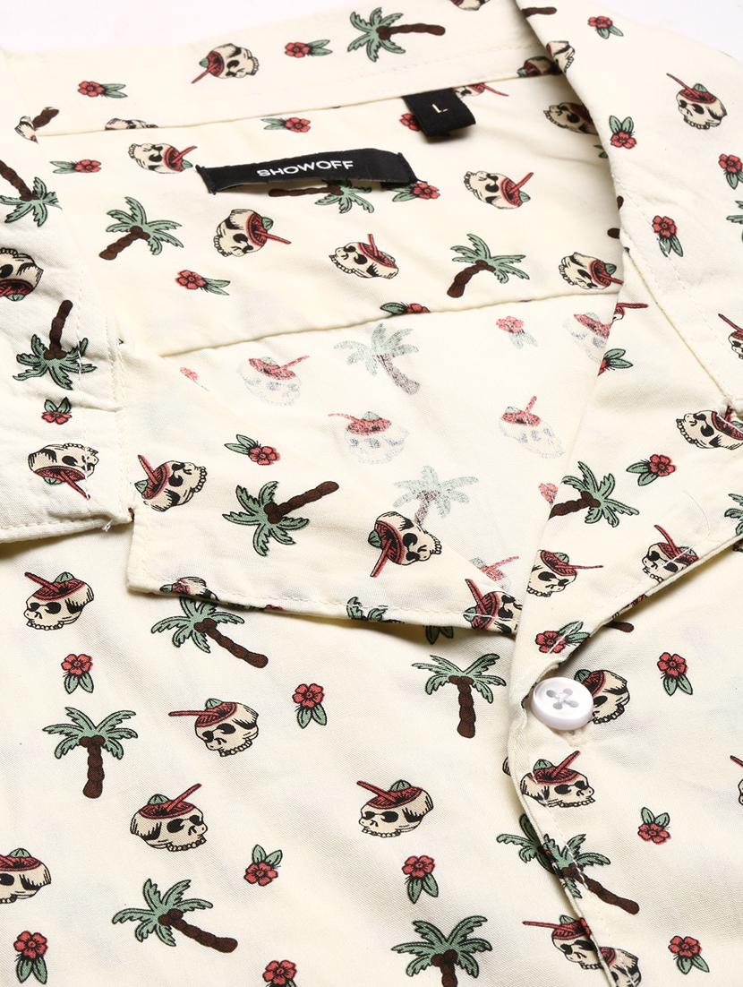 men beige printed cotton blend co-ord set - 20384293 - Standard Image - 5