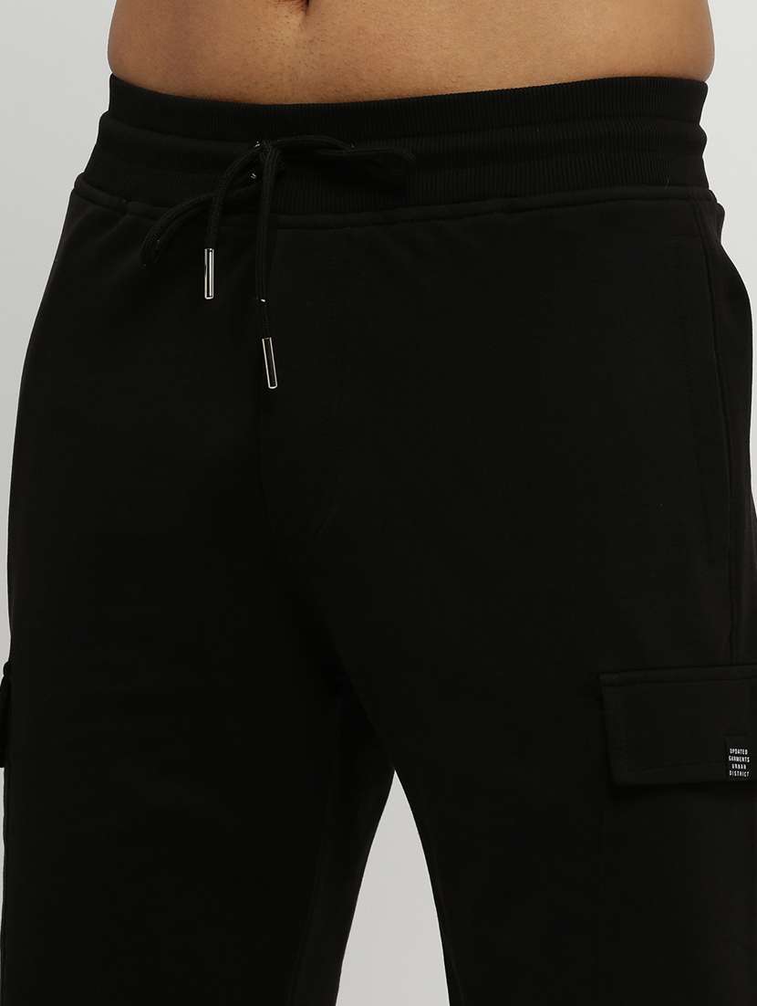 men solid black cotton blend co-ord set - 20384302 -  Standard Image - 5