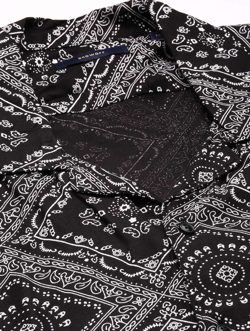 men black block print cotton blend co-ord set - 20384318 -  Standard Image - 5