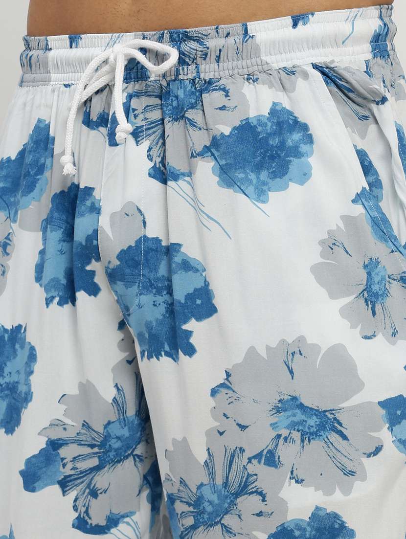men floral print white cotton blend co-ord set - 20384322 - Standard Image - 5