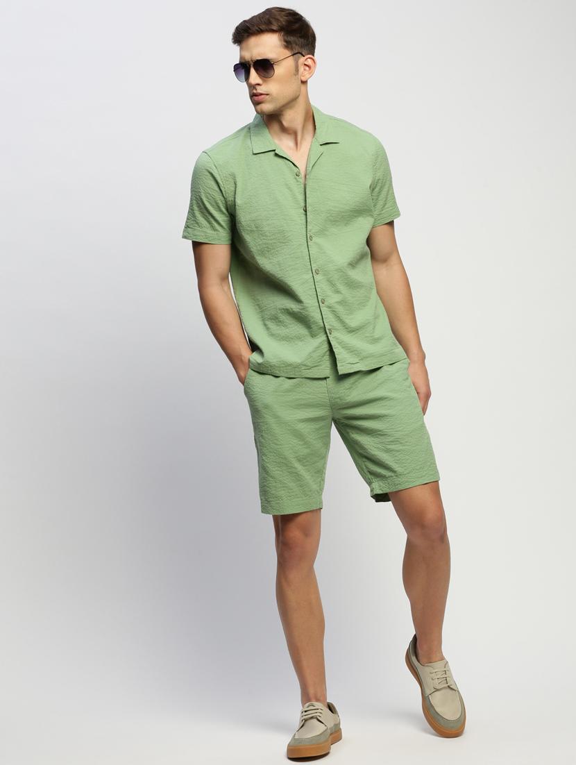 men green solid cotton blend co-ord set - 20384327 - Standard Image - 3