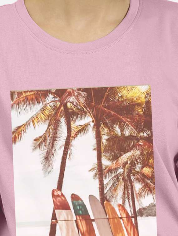 women's front print crew neck t-shirt - 20385035 - Standard Image - 3