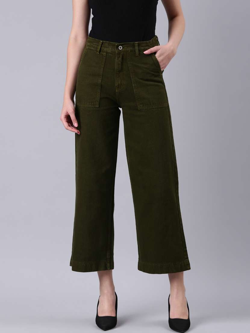 women's plain wide leg jeans