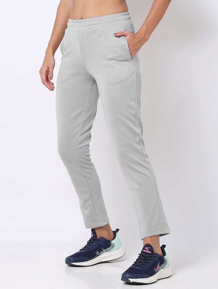 women grey polyester track pant