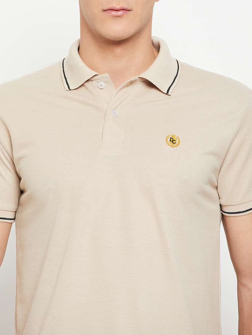 men cream polyester polo t-shirt - 20386167 -  Standard Image - 3