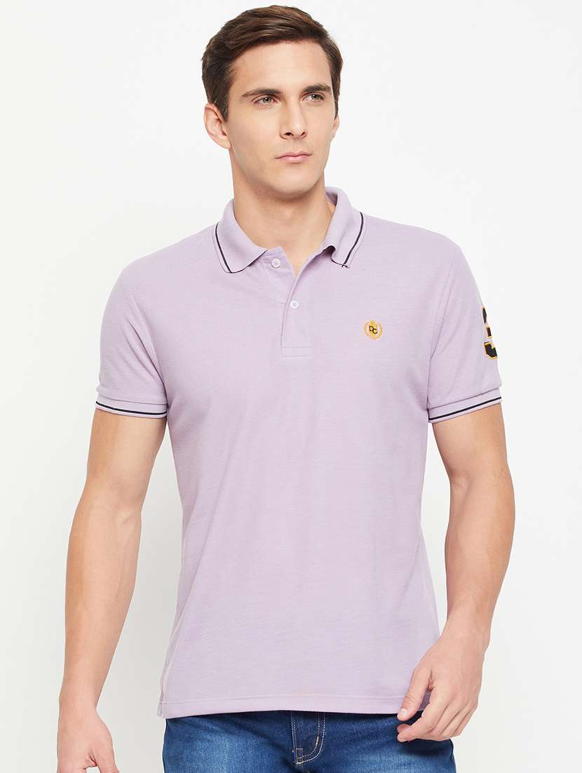 men lavender polyester regular t-shirt