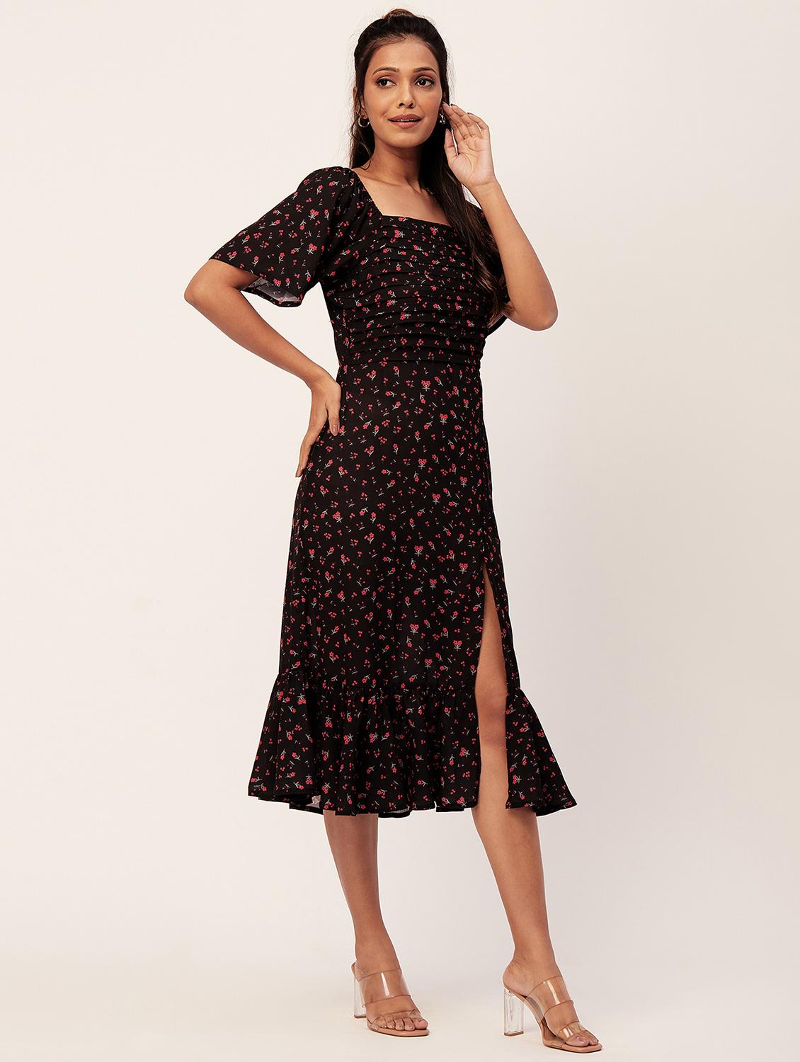 women multi color printed georgette straight dress - 20386173 - Standard Image - 3
