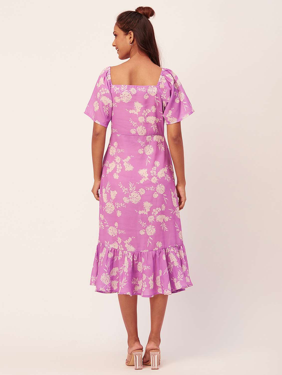 purple floral high slit dress - 20386175 -  Standard Image - 3