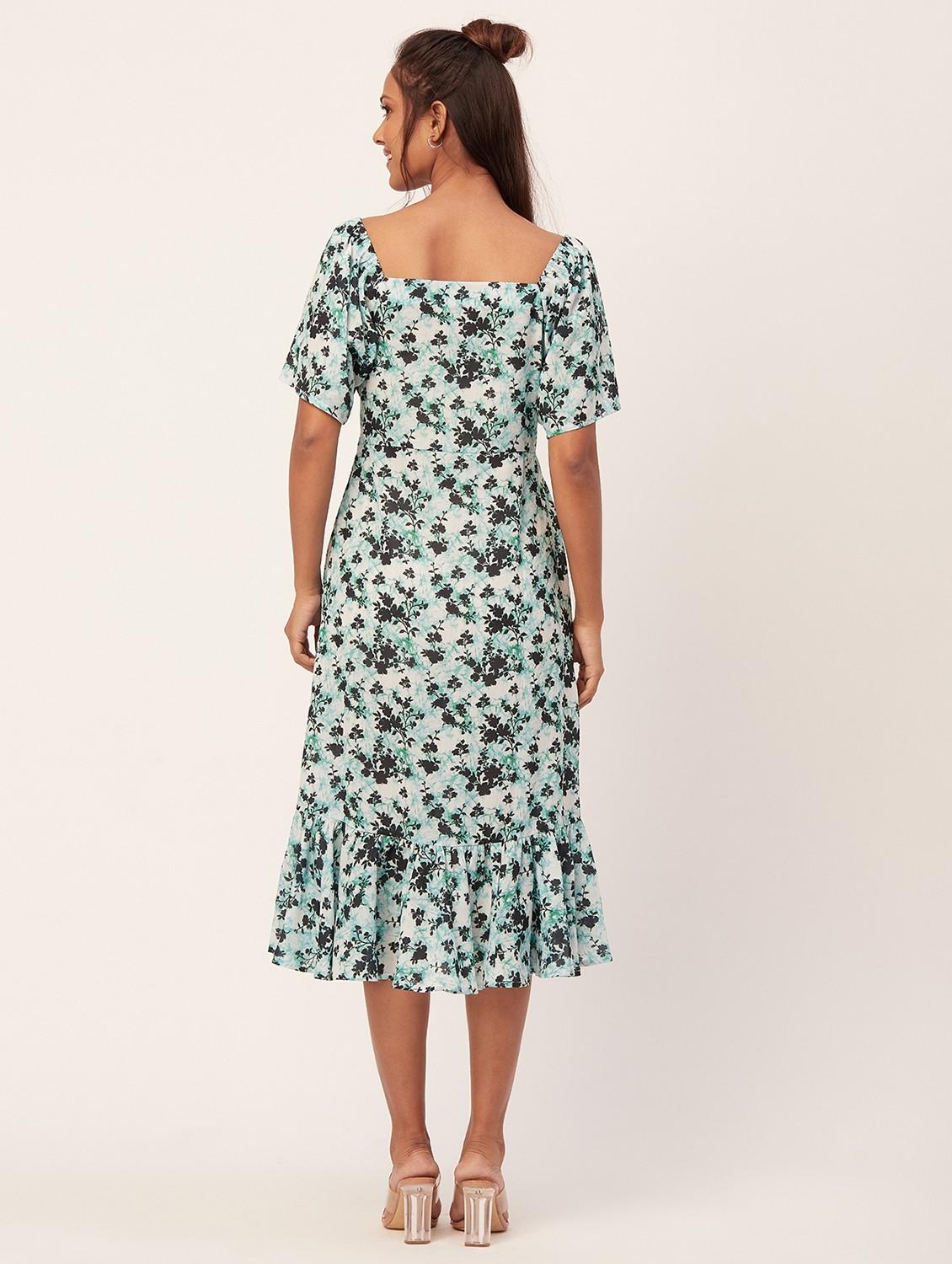 multi color floral print high slit dress - 20386176 - Standard Image - 3