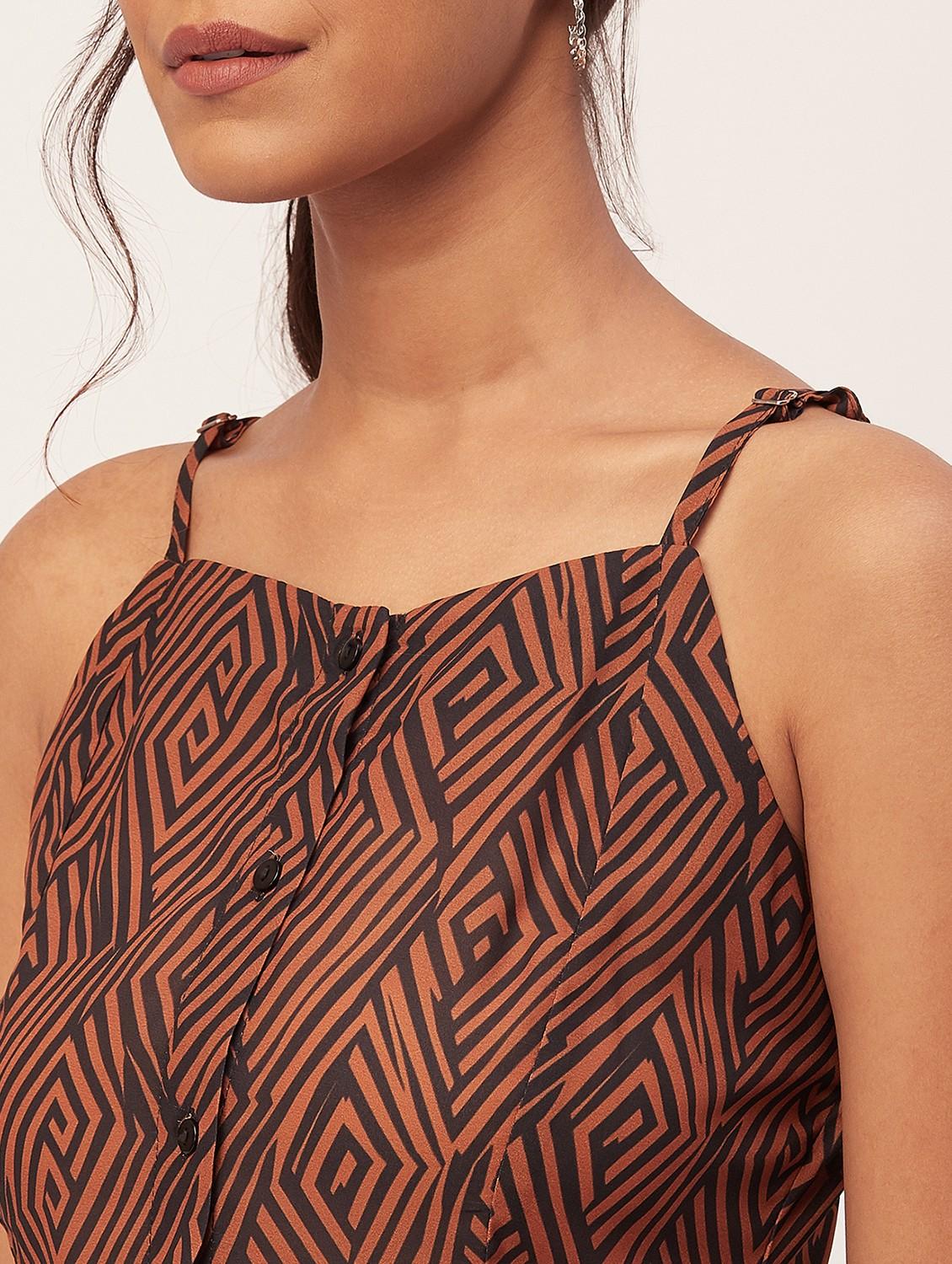 multi color geometric print a-line dress - 20386191 - Standard Image - 5