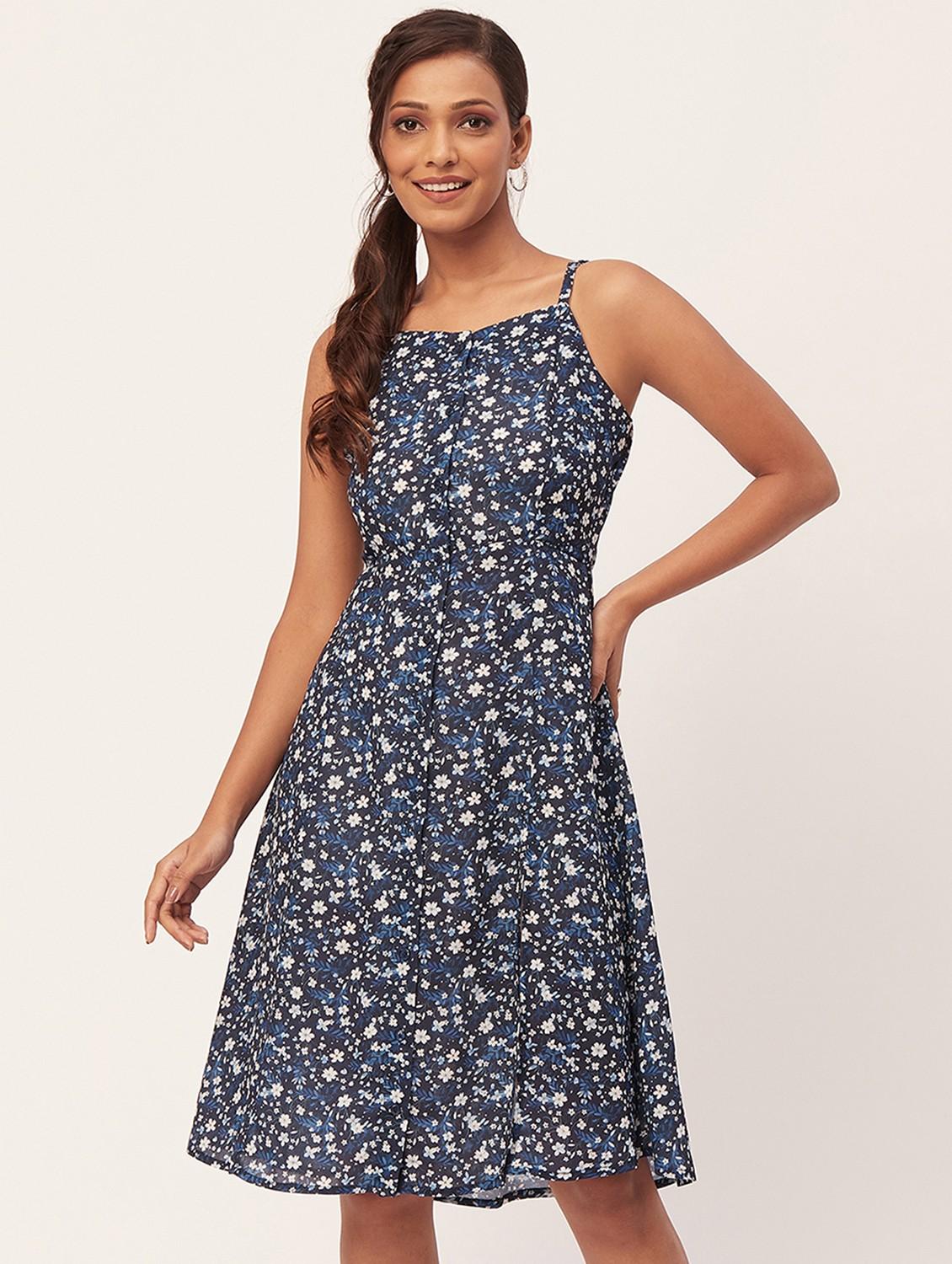 women multi color floral georgette a-line dress - 20386192 - Zoom Image - 0