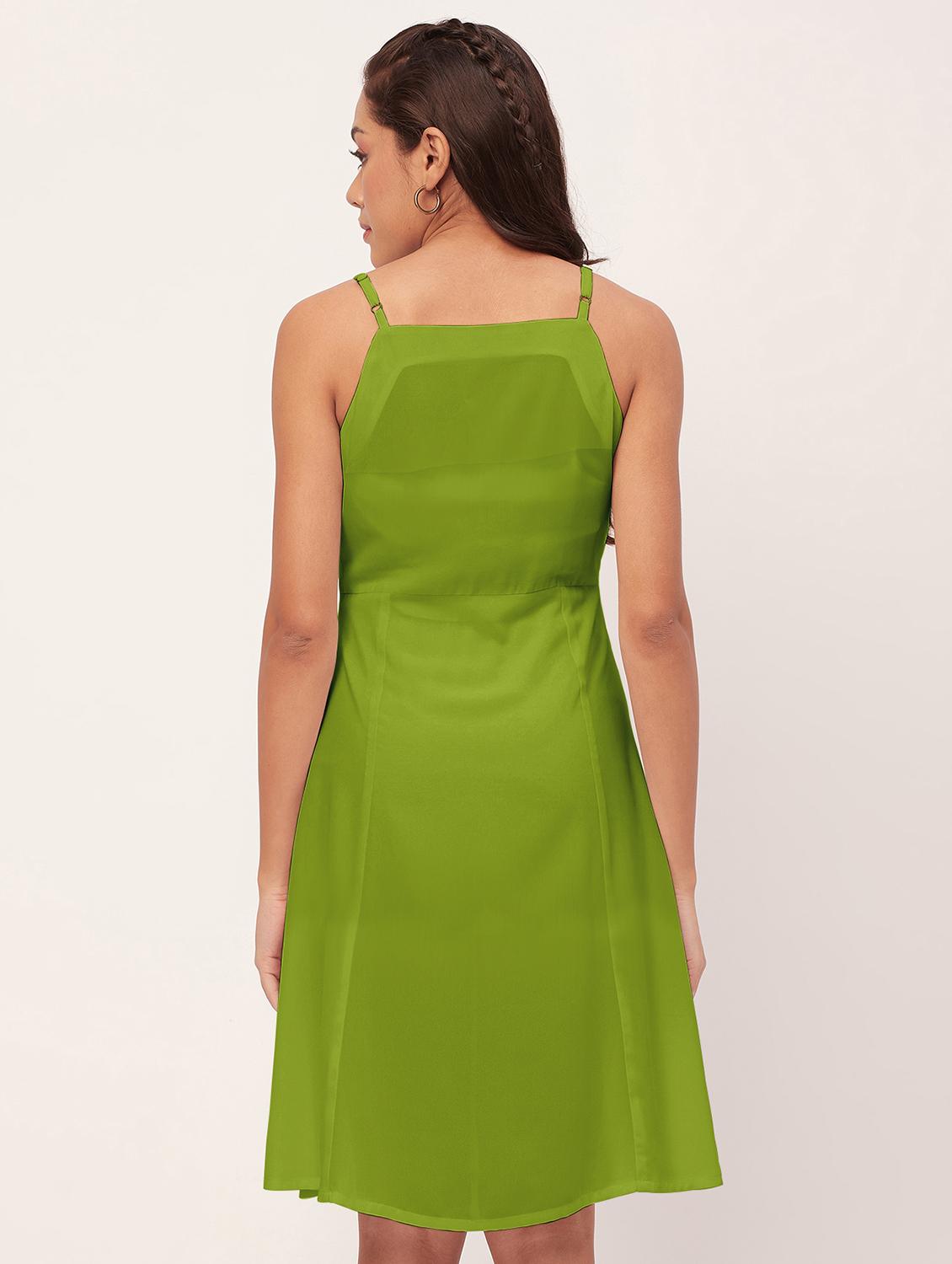 lime solid high slit dress - 20386194 - Standard Image - 3