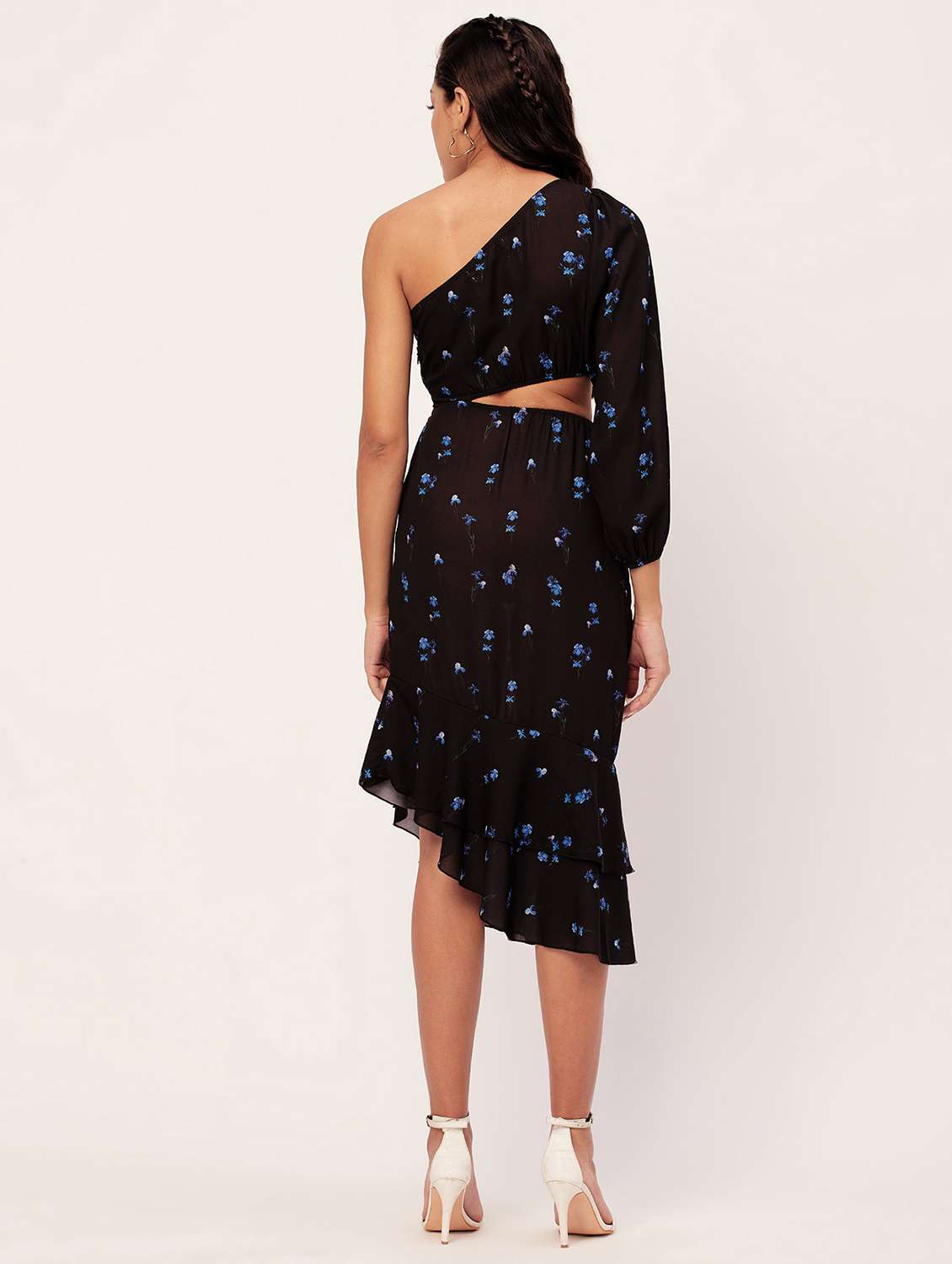 black floral asymmetric dress - 20386197 -  Standard Image - 3