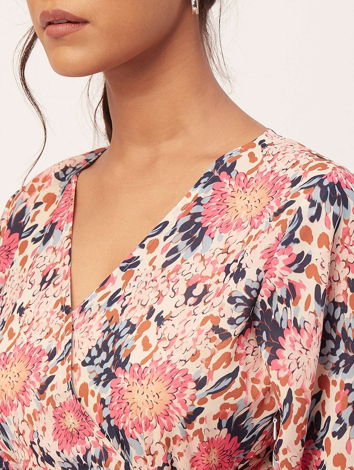 women multi colored printed georgette wrap dress - 20386206 -  Standard Image - 5