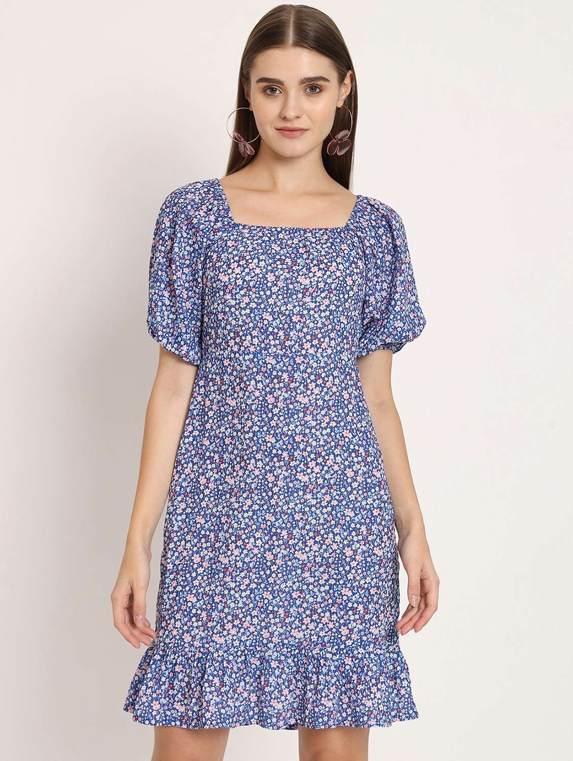 blue floral drop waist dress - 20386208 -  Zoom Image - 0