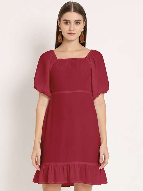 women red georgette sheath dress - 20386211 - Standard Image - 0