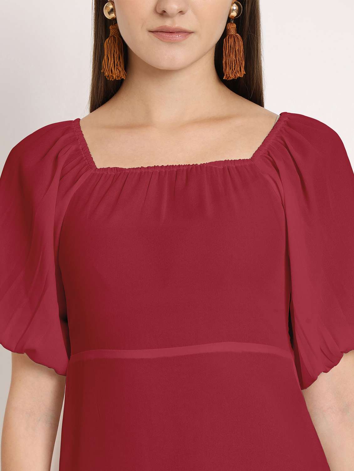 women red georgette sheath dress - 20386211 - Standard Image - 5