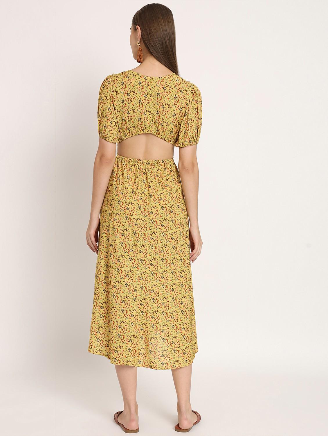women multi color printed rayon fit & flare dress - 20386214 - Standard Image - 3