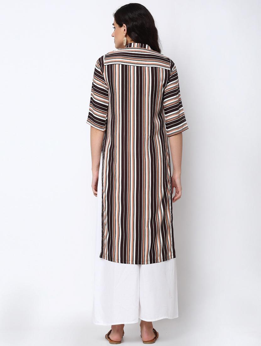 women multi color mandarin neck straight kurta - 20386262 -  Standard Image - 3