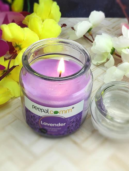 peepalcomm hand poured glass lavender fragrance scented wax big jar candle (pack of 3) - 20386393 - Standard Image - 0