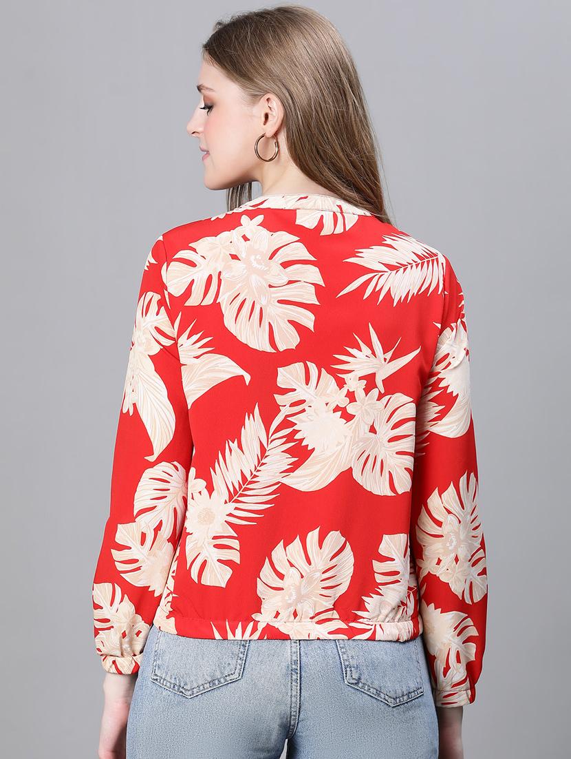 red tropical print regular jacket - 20386411 - Standard Image - 3