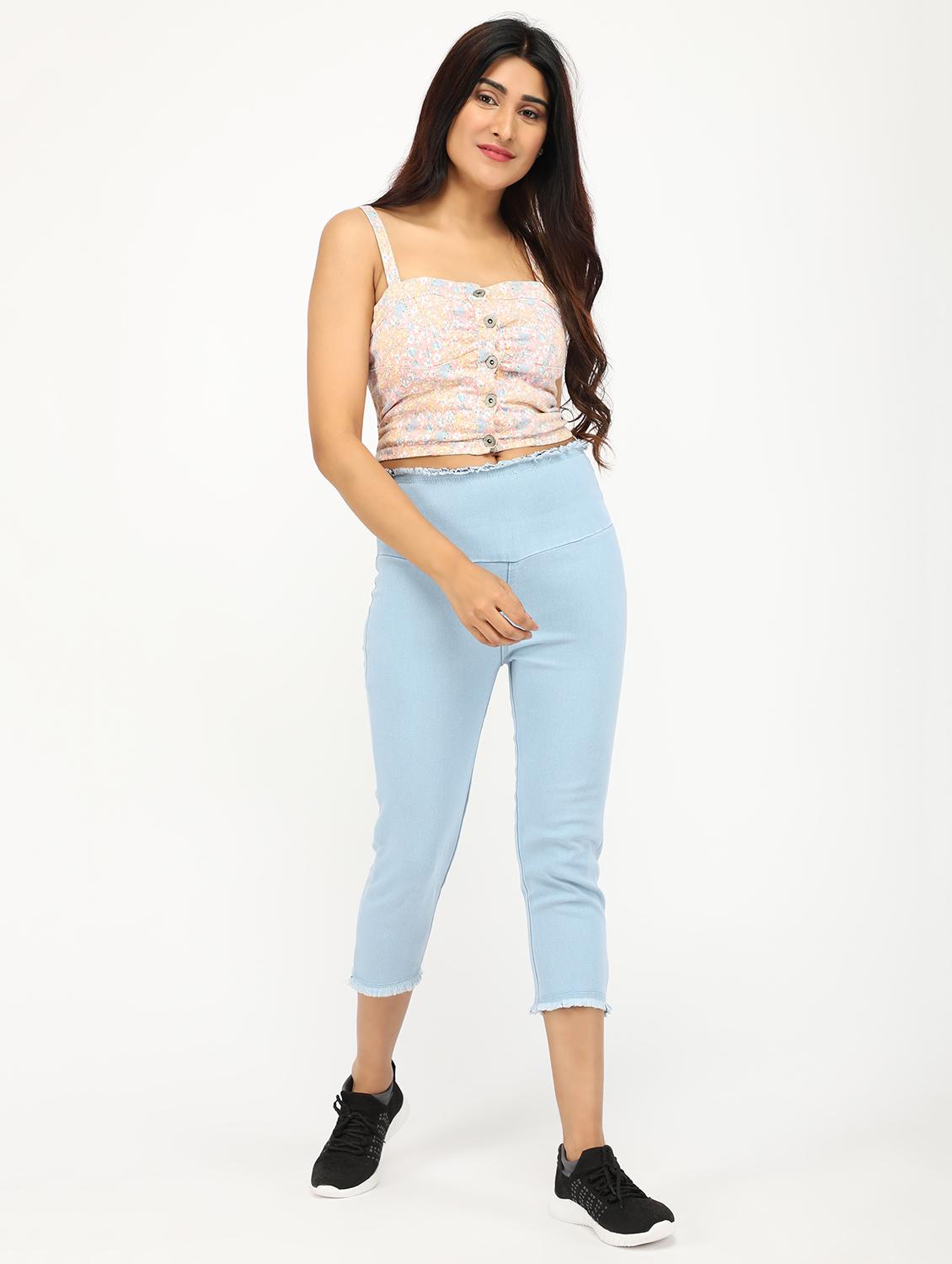women purist blue skinny fit denim capri - 20386451 - Standard Image - 3
