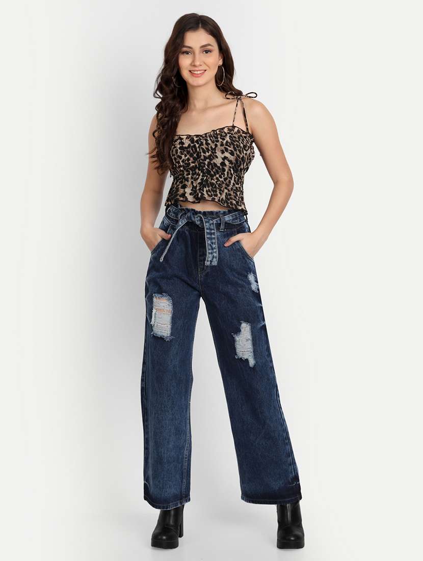 women's distress wide leg jeans - 20386504 -  Standard Image - 3